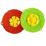 Spill Stopper Lid Cover, Silicone Anti Pot Lid, Boil Over Safeguard, Heat-Resistant Multi-Functional Kitchen Accessories Cooking Tools Cookware Part-2Pcs (Green And Red) (11.5inch-2Pcs)