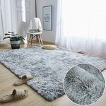 Tinyboy-hbq Area Rugs Large Living Room Rug Soft Bedroom Carpet Anti Slip Fluffy Rugs Shaggy Indoor Nursery Kids Rug Mat Soft Floor Mat Furry Plush Rug for Home Decor(Gray white, 160 * 230cm)