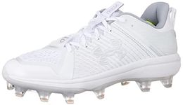 Under Armour Men's Yard Low Mt TPU Baseball Cleat Shoe, (100) White/White/Metallic Silver, 12