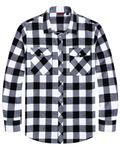 J.VER Men's Casual Regular Fit Black Long Sleeve Flannel Shirt Button Up Flannel Checked Plaid Shirts with Pockets M