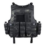 MGFLASHFORCE Tactical Airsoft Vest Adjustable Modular Paintball Vest (Black Camo)