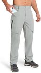 SNOWTEN Men's Hiking Stretch Pants Lightweight Work Pants Waterproof Tactical Ripstop Cargo Pants Lightgrey XL