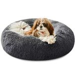 WESTERN HOME WH Dog Bed,Cat Kitten Bed large washable,Waterproof Scruffs Dog Bed,Fluffy Plush Dog Basket with Anti-Slip Bottom,Dark Grey,XL (70x70x20 cm)