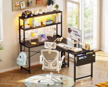 Coleshome L-Shaped Gaming Desk – Black Corner Computer Table