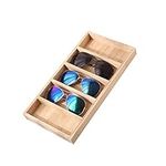 Chris.W Bamboo Sunglasses Trays Organizer 5-Slot, Sunglass Display Holder Tray, Wood Eyewear Storage Case, Sunglass Display Box, Tabletop Eyeglass Jewelry Display Tray Sunglass Drawer Tray