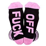 Himozoo Womens FUCK OFF Socks Funny Casual Cotton Ribbed Knit Half Crew Socks Novelty Gifts for Women Wife