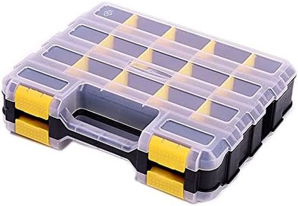 Hardware Organizer Box 34 Compartments Small Parts Organizer with Removable Dividers Durable Plastic Double Side Tools Box Screw Organizer For Nuts, Bolts, Screws, Nails, Small Hardware (Yellow)