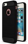 Plus Carbon Fiber Brushed Texture Shockproof Back Case Cover for Apple iPhone 5 - Black