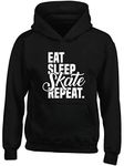 Hippowarehouse Eat Sleep Skate Repeat kids children's unisex Hoodie hooded top Black