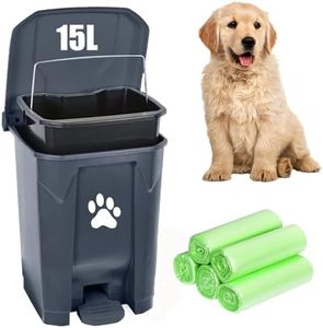 mayayaday Dog Poop Trash Can for Outdoors, Dog Waste Trash Can for Yard Garden Home with Lid Removable Inner Bin, 100PCS Green Waste Bag, Grey Fully Assembled