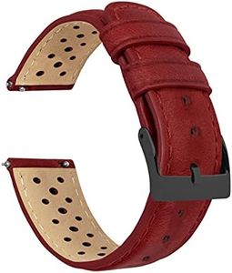 BARTON WATCH BANDS, 23mm Red - Racing Horween Leather Gunmetal Buckle Watch Bands - Quick Release - Choose Strap Color & Width