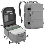 Samfolk Cabin Bags Travel Backpack Carry On Bag Cabin Backpack 11 Pockets Hand Luggage Backpack with USB Port (Grey, 40x20x25)