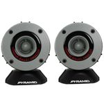 2 x Super Tweeters Pyramid TW28 Grey with 150 Watt RMS and 300 Watt Max, 4 Ohm Impedance, 96 dB Sensitivity, for Sound Level Insert, for Car Panel, Per Pair