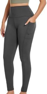 YOAKUKA Fleece Lined Leggings for Women with Pocket Thermal Warm Thick Tight Yoga Pants for Cold Winter Dark Gray