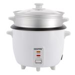 Geepas 450W Rice Cooker & Steamer with Keep Warm Function, 1L | Automatic Cooking, Non-Stick Inner Pot | Make Rice & Steam Healthy Vegetables | Includes Measuring Cup, Spatula & Detachable Power Cord