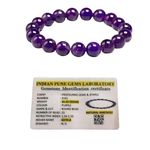 PROFOUND GEMS Products Certified Amethyst Natural Healing Stone Crystal Round Beads 8 mm Bracelet For Men, Women, Boys, Girls (Purple)