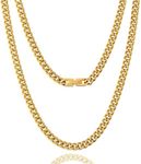 KRKCLIFE Chain Necklace for Womens Mens, 5/7/9MM 18K Gold Plated/Stainless Steel Cuban Link Curb Chain Necklaces, Anti-Allergies, Durable No Fading Gold/Silver Chain Pendant Necklace Jewelry Gift