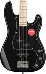 Squier by Fender Affinity Series Electric Precision Bass Guitar, Maple Fingerboard, Black Pickguard, Black, Comes with Free Virtual Lessons