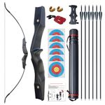 D Q 52" Takedown Recurve Hunting Bow and Arrow Set Right Handed Archery for Adults Beginner 25-40Lbs Black Outdoor Competition Training Game