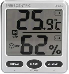 Sper Scientific 8 Channel Wireless Indoor/Outdoor Humidity & Temperature Monitor Set 800256 – Large LCD Display & Wireless Remote Sensors - Multi-Sensor Thermo-Hygrometer for Home Greenhouse Warehouse