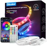 Odcolour 50ft Outdoor Waterproof LED Light Strips, 12v Outdoor RGB Led Strip Lights with Bluetooth Music Sync App Remote, Christmas Lights Decor Rope Lights