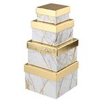 Briful Gift Box with Lid Square Paper Jewelry Gift Boxes Small Storage Box, Set of 4 Assorted Sizes, Suitable for Gifts, Bridesmaids, Chocolate, Crafting, Toys, Gift Packaging Box - Marbling A