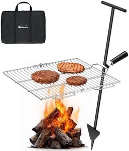 Gonex Portable Swivel Campfire Grill Grate Folding Stainless Steel Compact Camping Grill 15"x18" Cooking Equipment for Fire Pit, Courtyard, Outdoor, BBQ