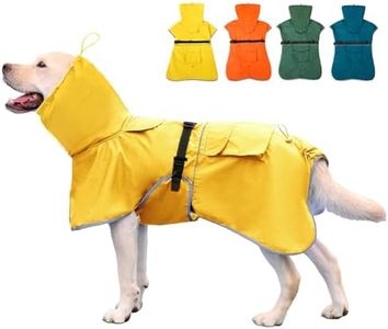 KOOGAL Dog Raincoat Waterproof Dog Rain Coat with Hoodile, Reflective Adjustable Lightweight Pet Rain Jacket for Medium Large Dogs(Yellow, 7XL)