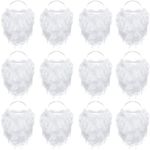 Boao 12 Pieces Funny Santa Beard Costume White Fake Beard Christmas Santa Claus Beard Costume Accessories Adults Disguise Santa Claus on Christmas Party