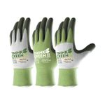 COOLJOB Gardening Gloves for Women and Men, 3 Pairs Recycled Polyester Work Gloves with Rubber Coated, Green Yard Gloves, Ladies Small Size