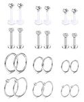 BodyBonita 12Pairs 16G Lip Rings Stainless Steel Horseshoe Labret Monroe Lip Rings Nail Cartilage Tragus Helix Earrings Studs Ring Medusa Piercing Jewelry 6MM & 8MM & 10MM