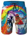 Cozople Men's Fashion Swim Trunks 3D Cool Unicorn Rainbow Board Shorts Novelty Swimsuit with Drawstring for Swimming Surf