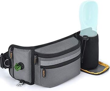 MalsiPree Dog Treat Pouch - Built in Poop Bag Dispenser - Water Bottle Holder - Hands Free Waist Belt Fanny Pack for Puppy Class - Running & Walking Dog Training Fanny Pack