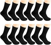 12 Pairs Men Dress Socks Ribbed Black Color - W933G-BK