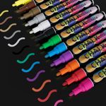 Chalk Markers for Blackboards,12 Liquid Chalk Markers, Chalk Board Markers for Dry Wet Erase,Neon Liquid Chalk Pencils, Non-Toxic Ink, Chalkboard Chalks for Non-porous Window,Glass,Bistro LED Board