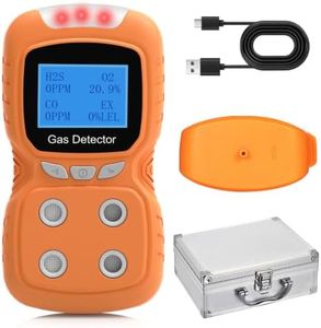 Sooguard Portable 4 Gas Monitor, Multi Gas Detector for H2S, O2, CO & LEL, Rechargeable Gas Leak Detector with LCD Display, Audible, Visual & Vibration Alarms