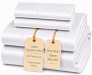Egyptian Cotton Sheets, Certified 800 Thread Count Sheets Queen, Luxury Cotton Sheets for Queen Size Bed, Cotton Bed Sheets, Sateen Weave, Deep Pockets, Egyptian Cotton Sheets Queen Size - White