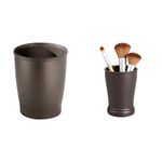 iDesign Kent Plastic Wastebasket and Tumbler Cup for Bathroom Vanity Countertops | Small Trash Can and Cup Bundle (Bronze)