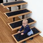 LiBa Non-Slip Stair Treads for Wooden Steps, Anti Slip Indoor Stair Runners Rugs Pad for Elders Kids and Pets, Reusable Pre-Applied Adhesive Staircase Carpets, 8" X 30" (15-Pack) Black