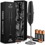 Zulay Kitchen Executive Series Milk Frother Wand - Upgraded & Improved Stand - Ideal Coffee Gift - Coffee Frother Handheld Foam Maker For Lattes - Electric Milk Frother Handheld For Cappuccino