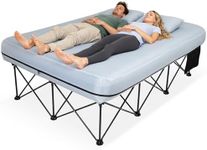 FUNDANGO Double Camping Bed with Inflatable Air Mattress Folding 2 Person Camp Beds Camping Cot Portable AirBed with Pump Side Table Sleeping Cot Guest Bed for Travel Fishing Picnic Indoor