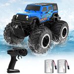 ACAMMZAR 1:16 Amphibious RC Monster Truck, Remote Control Cars for Kids, IPX7 Waterproof 2.4GHz 4WD 360° Rotation, Double Sided RC Car for Boys Girls Gifts, Blue