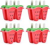 Vdomus Watermelon Ice Popsicle Molds 16 pieces - Reusable Ice Pop Maker - Popsicles Holder for Freezer - Homemade Ice Cream Pops Mold - Make Popsicles with Yogurt, Juice or Smoothies