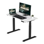 Ergologic Electric Height Adjustable Desk | Dual Motor | 3-Stage Desk | Motorized Ergonomic Sit Stand Table | 120KG Wt. Capacity | Black Frame | with Frosty White, 1500mm x 750mm Tabletop
