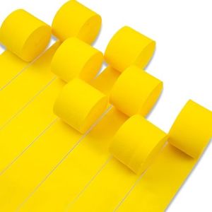 PartyWoo Yellow Crepe Paper Streamers 8 Rolls 656 ft Pack of Pastel Yellow Crepe Paper for Graduation Little Cutie Sunflower Birthday Party Decorations (1.8 Inch x 82 Ft/Roll), Yellow-30