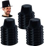 Tigerdoe Top Hats - 20 Pack Black Plastic Magician Hats - Costume Headwear for Magician Themed Parties, Halloween, Christmas, Birthday Parties