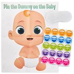 Sass Party & Gifts Baby Shower Game - Pin The Dummy on the - Includes 20 Stickers, Large Poster and Luxury Blindfold (Option 1)