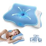 A-Pce Memory Foam Pillow, Orthopedic Ergonomic Pillow for Neck and Shoulder Pain, Cervical Neck Support for Back, Stomach and Side Sleepers, Cooling Pillows with Washable Ice Silk Pillowcase, Blue