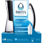Brita 8 Cup Filter Pitcher, Reduces Chlorine taste and odour from Tap Water, Filters 151 Litres, Marina, Black
