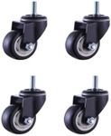 Heavy Duty Castor Wheels | 4-Pack, Swivel with M12 Bolt Caster Wheels with Brakes, Noiseless PU Castors | 3" 75MM Casters for Furniture, Workbench, Trolley (4 Swivel M12)